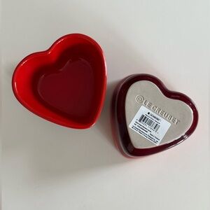 NEW Le Creuset Set of 2 Heart Ramekins Cerise / Red